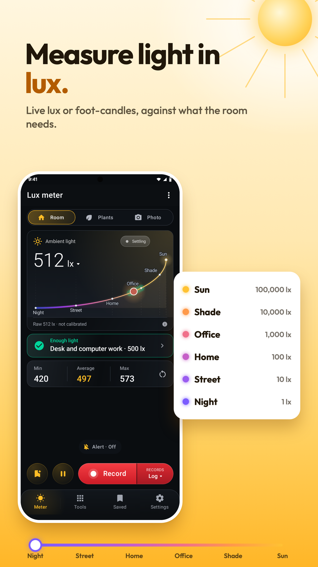 Lux Meter light-level reading