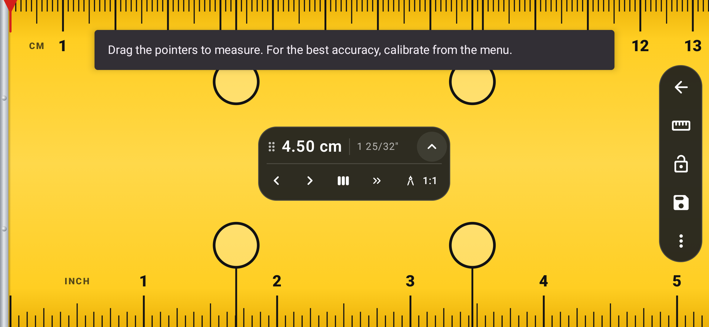 The shared Ruler tool with adjustable measurement handles