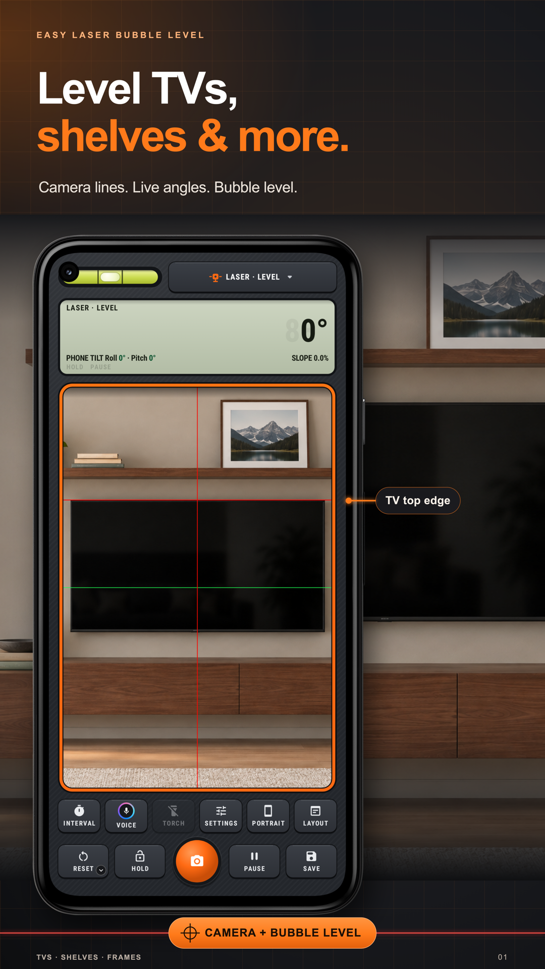 Laser Level, existing finished listing image with the actual app screen