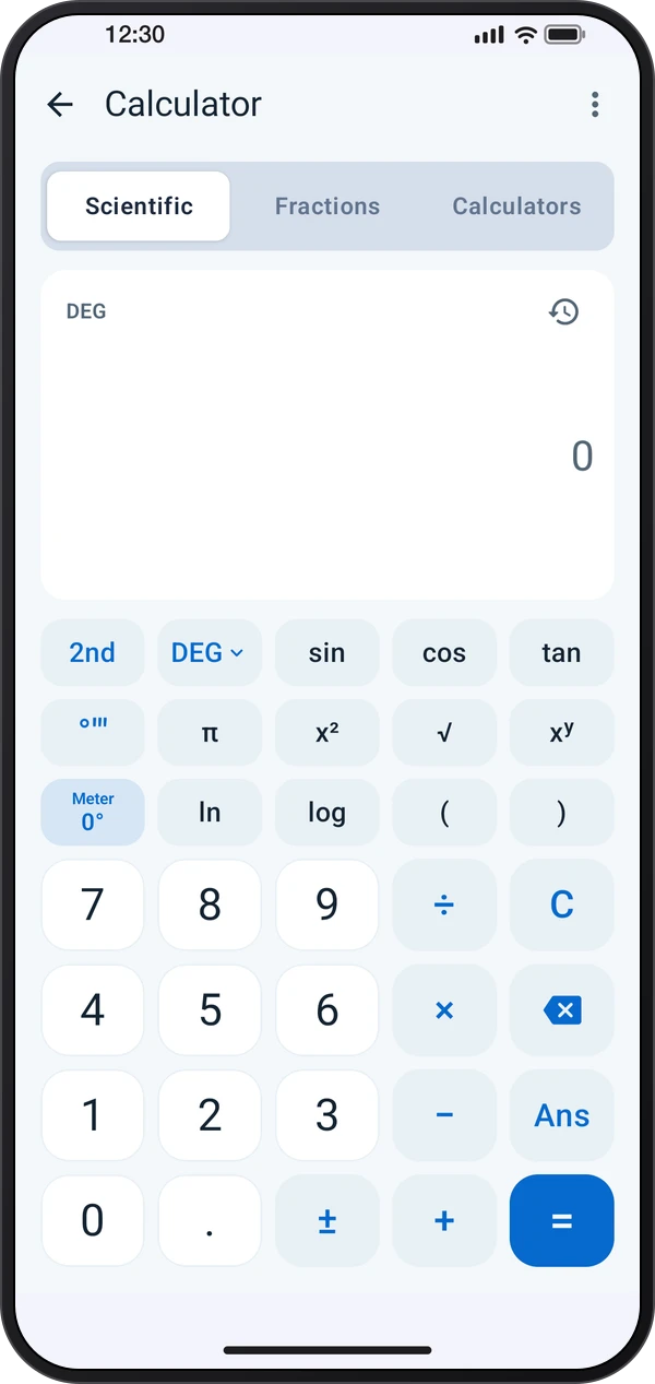 Calculator, shown inside a phone casing