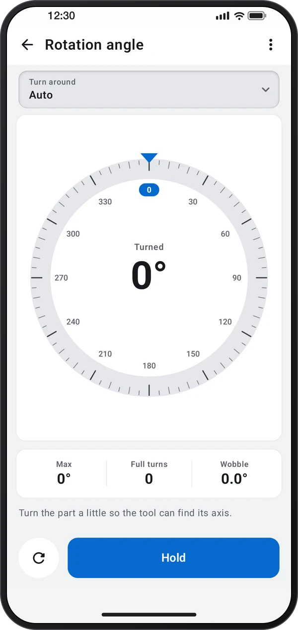 Rotation angle, shown inside a phone casing
